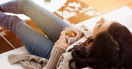 woman relaxing breathing in clean air